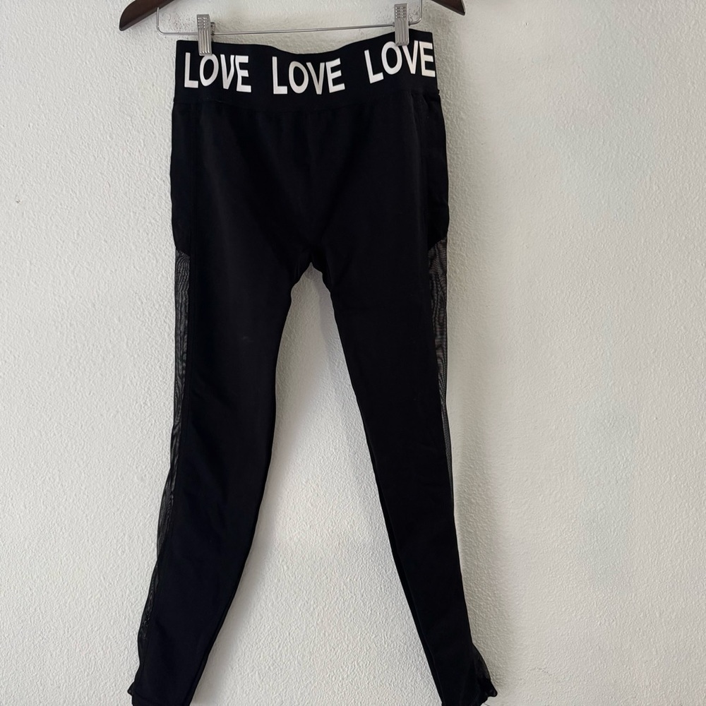Mesh Panel High Waisted Athletic Leggings Black L/XL Soho Girls Edgy Sporty - Picture 11 of 12